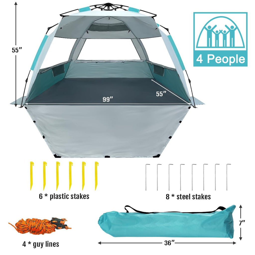 Pop Up Beach Tent Sun Shelter with UV Protection for Families