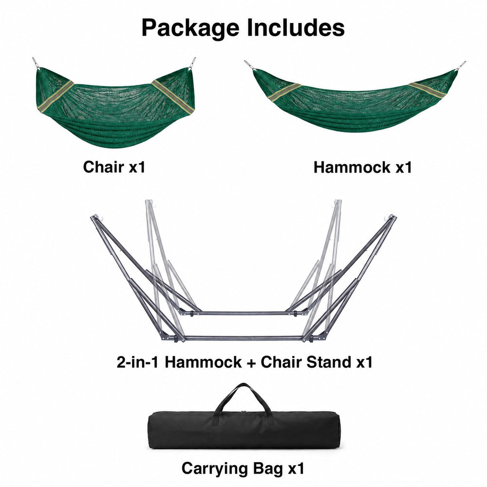 Portable Folding Hammock with Adjustable Steel Stand and Carry Case