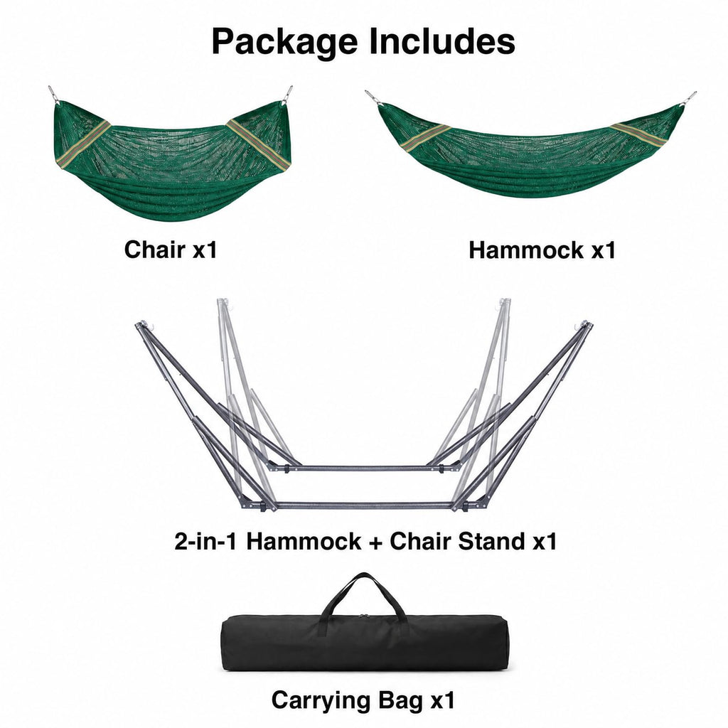 Portable Folding Hammock with Adjustable Steel Stand and Carry Case