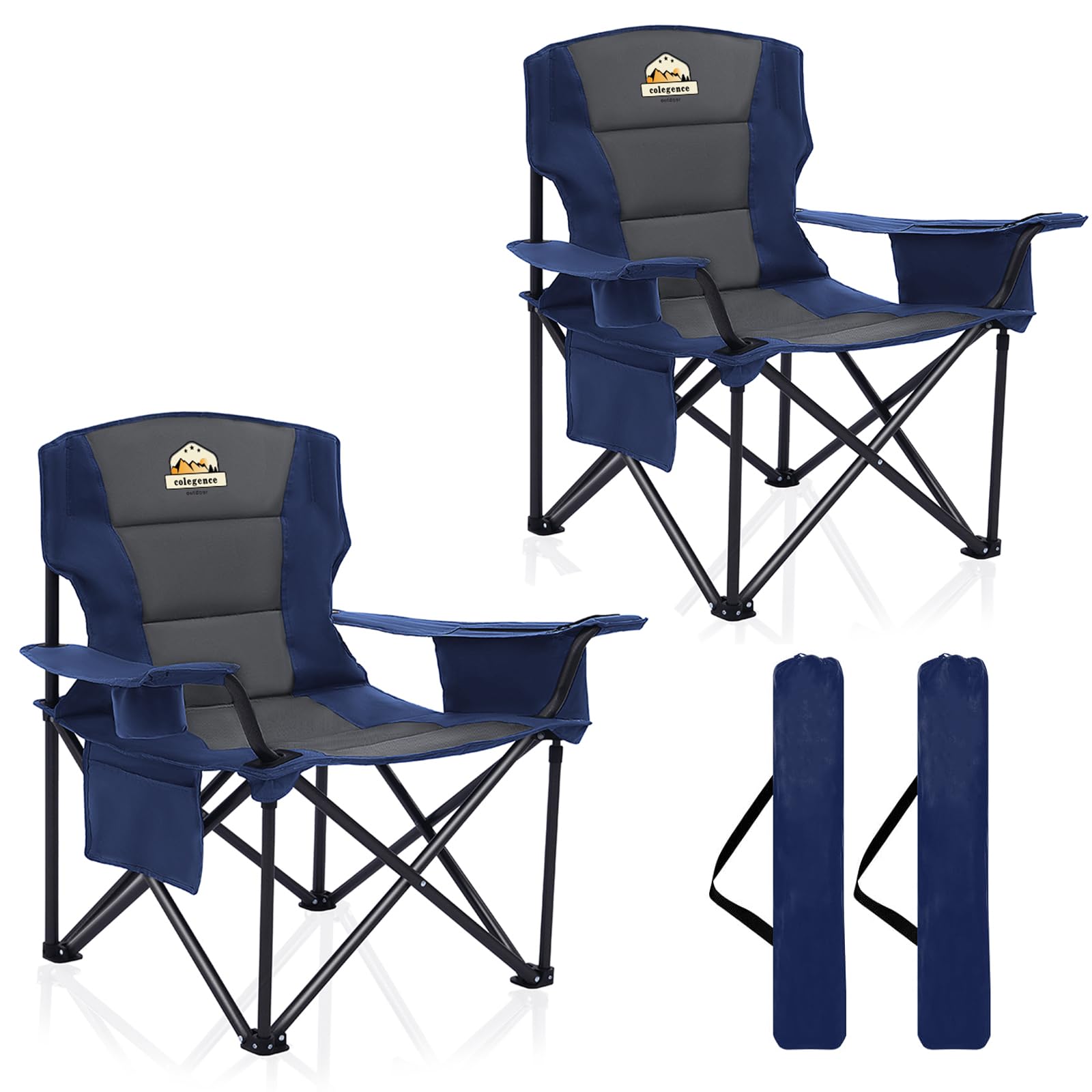 Oversized Heavy Duty Folding Camping Chair with Cooler Bag