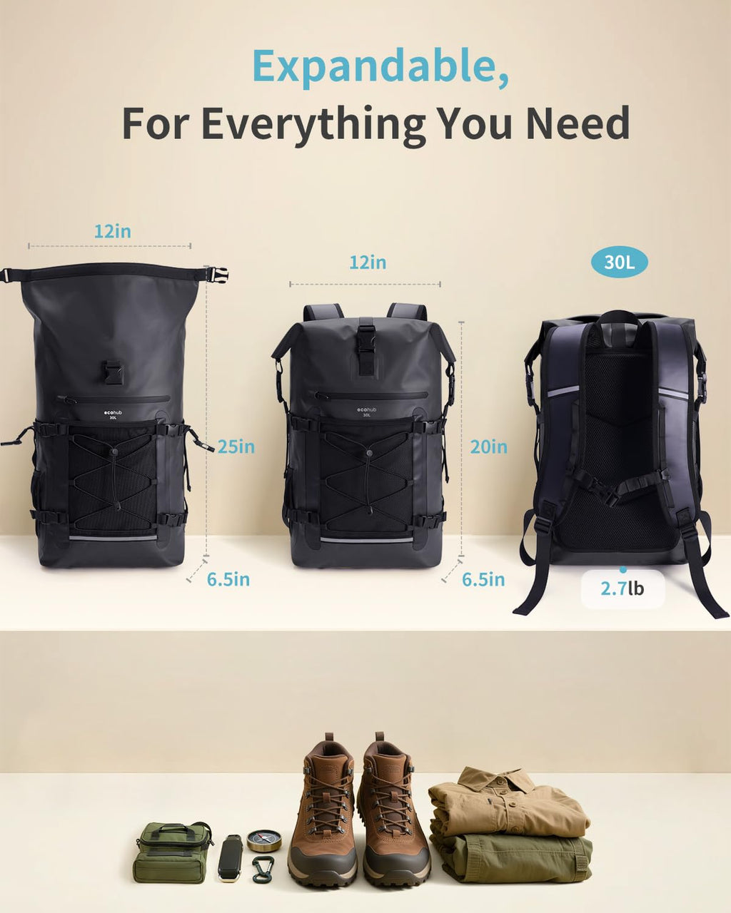 Heavy Duty Waterproof Roll Top Dry Bag Backpack