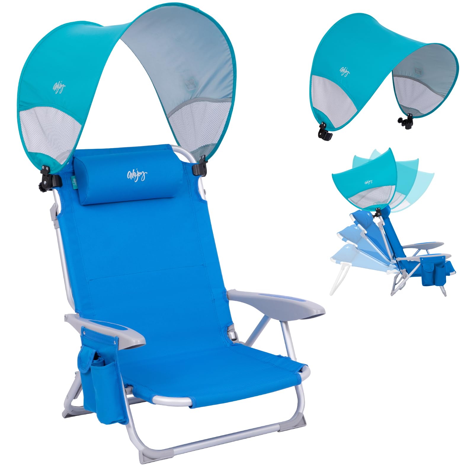 Adjustable 4 Position Reclining Beach Chair for Adults