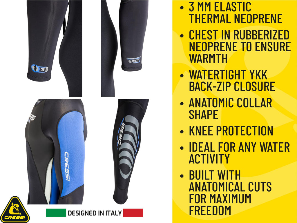 Mens 3mm Thermal Neoprene Wetsuit for Scuba Diving