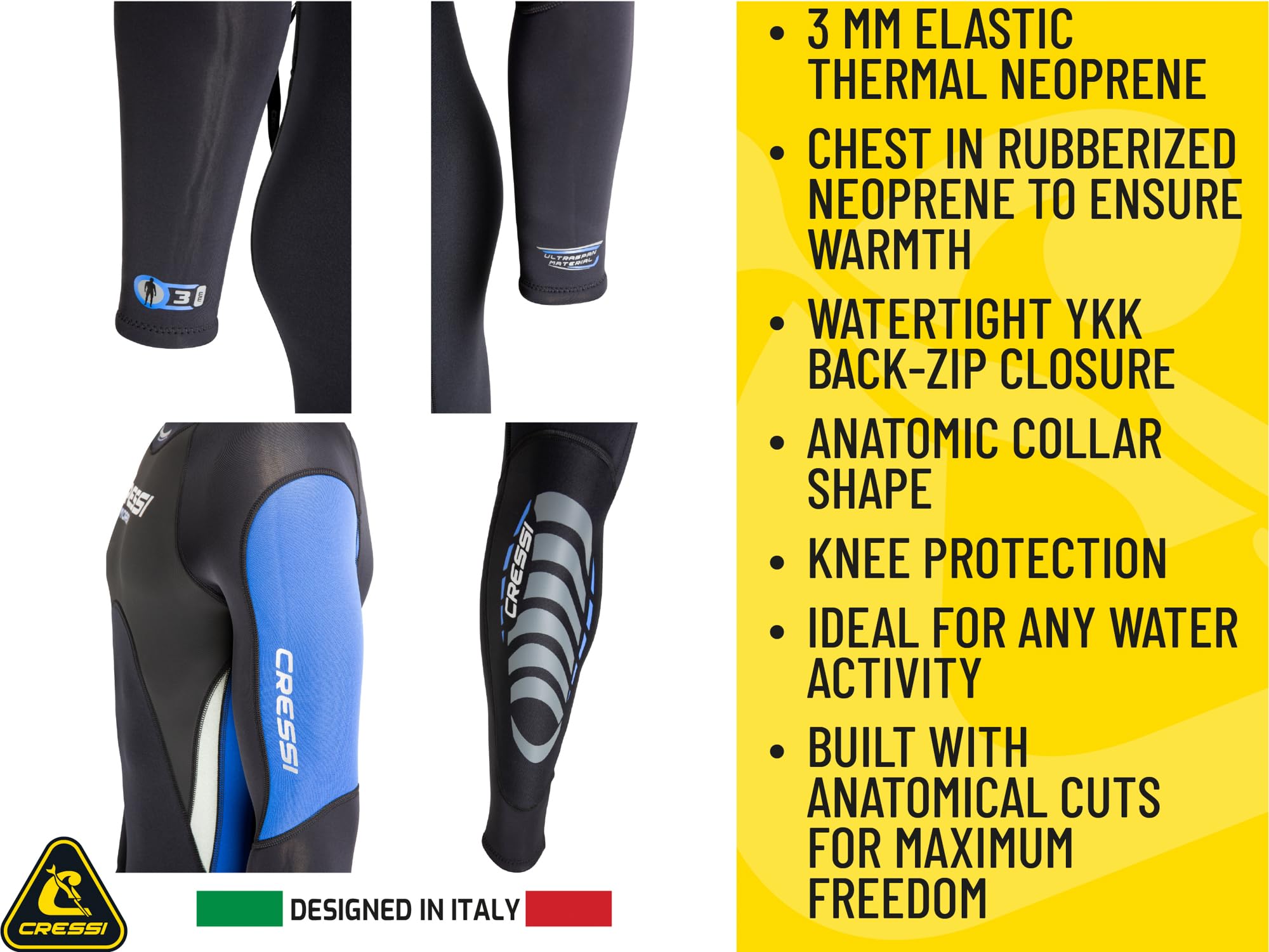 Mens 3mm Thermal Neoprene Wetsuit for Scuba Diving