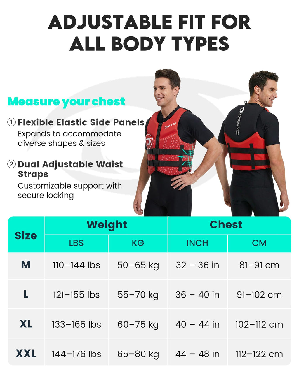 Adult Neoprene Swim Vest for Swimming Kayaking and Fishing