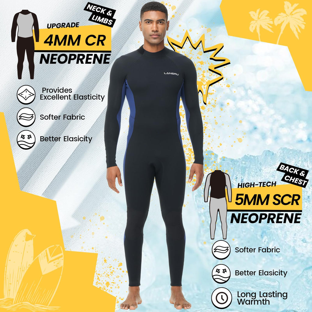 Mens 5mm Neoprene Wetsuit for Diving Surfing and Swimming