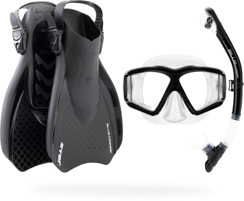 Adult Snorkel Set with Wide View Mask Dry Snorkel and Fins