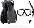 Adult Snorkel Set with Wide View Mask Dry Snorkel and Fins