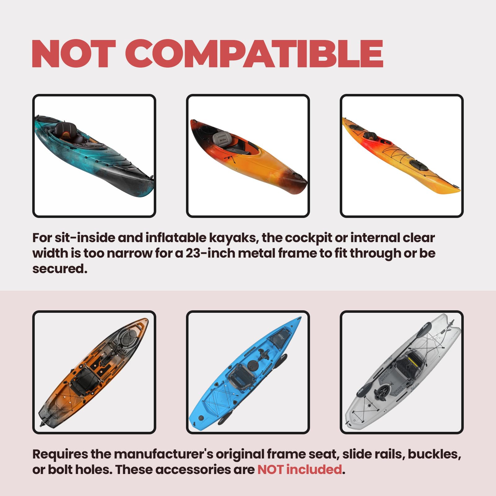 Adjustable Aluminum Kayak Seat with Backrest and Waterproof Bag