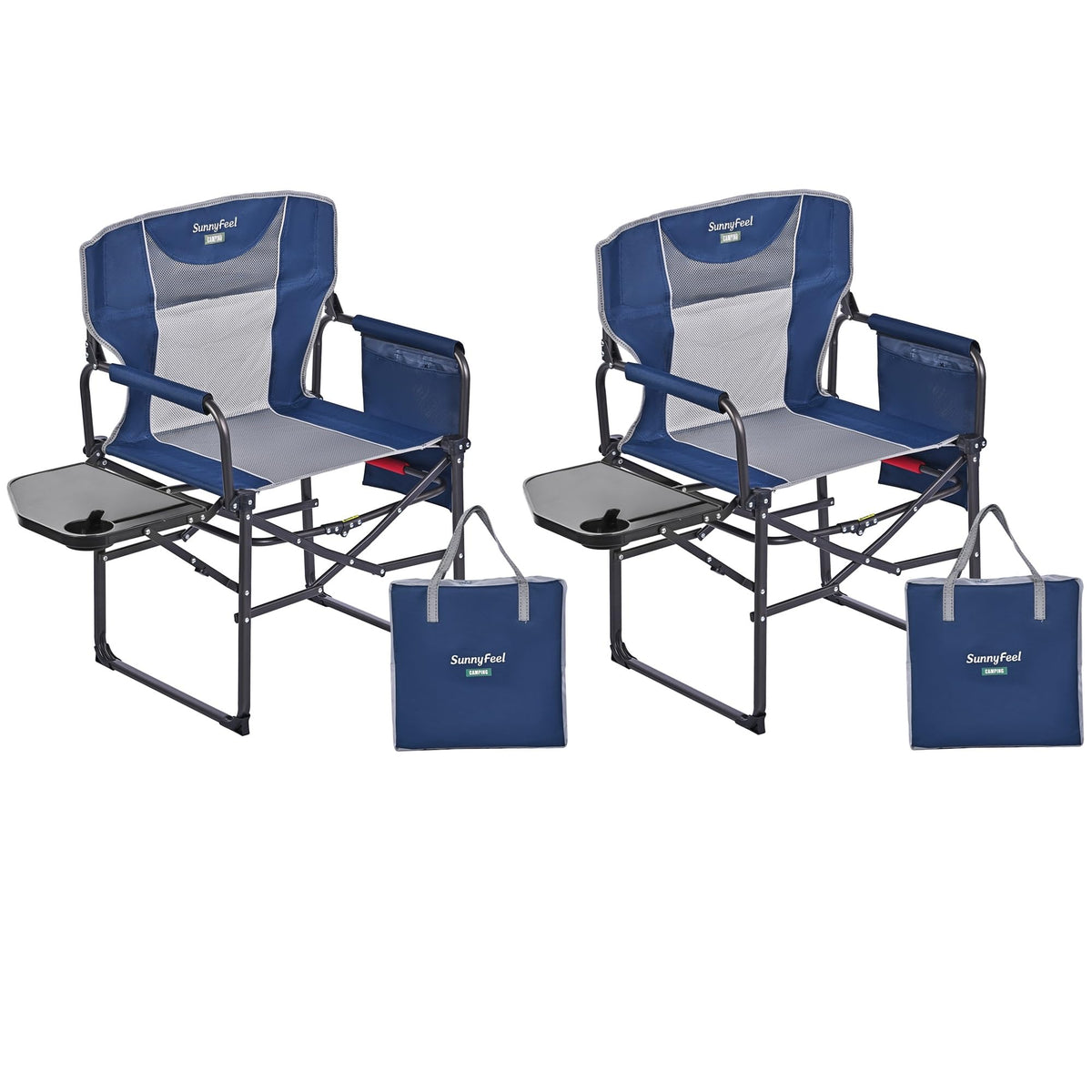 Oversized Portable Directors Camping Chair with Side Table