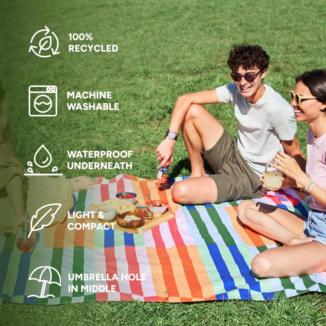Large Quick Dry Water Resistant Picnic Blanket 66 x 66 Inch