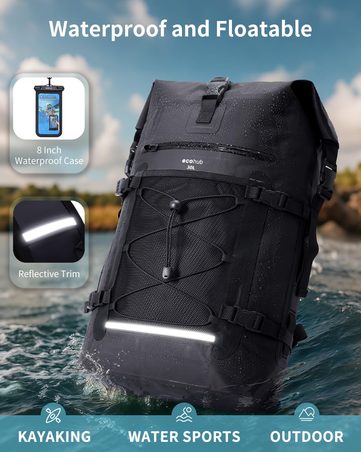 Heavy Duty Waterproof Roll Top Dry Bag Backpack