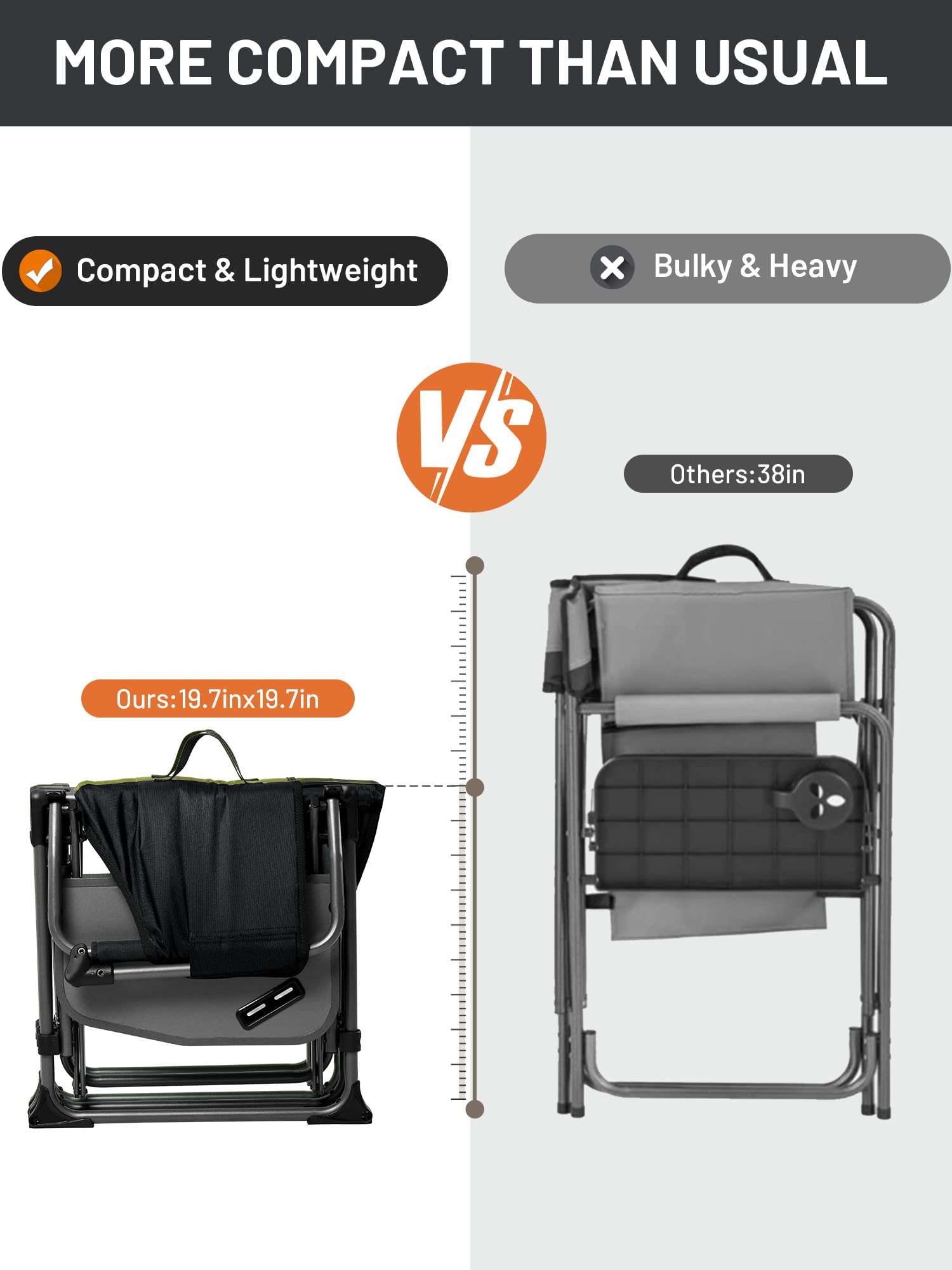 Heavy Duty Portable Camping Chair with Side Table and Pocket
