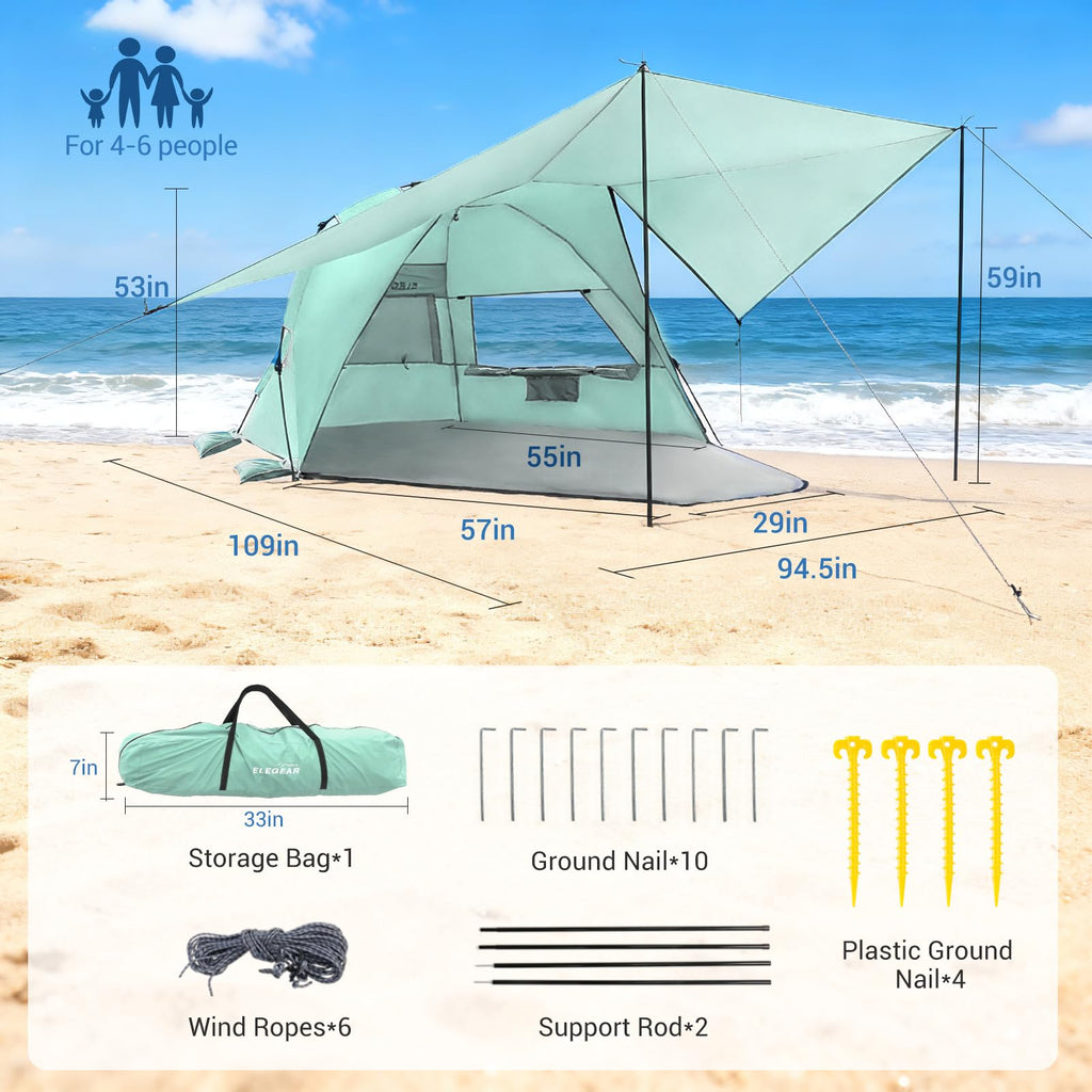 Pop Up Beach Tent Canopy with UPF 50 UV Protection