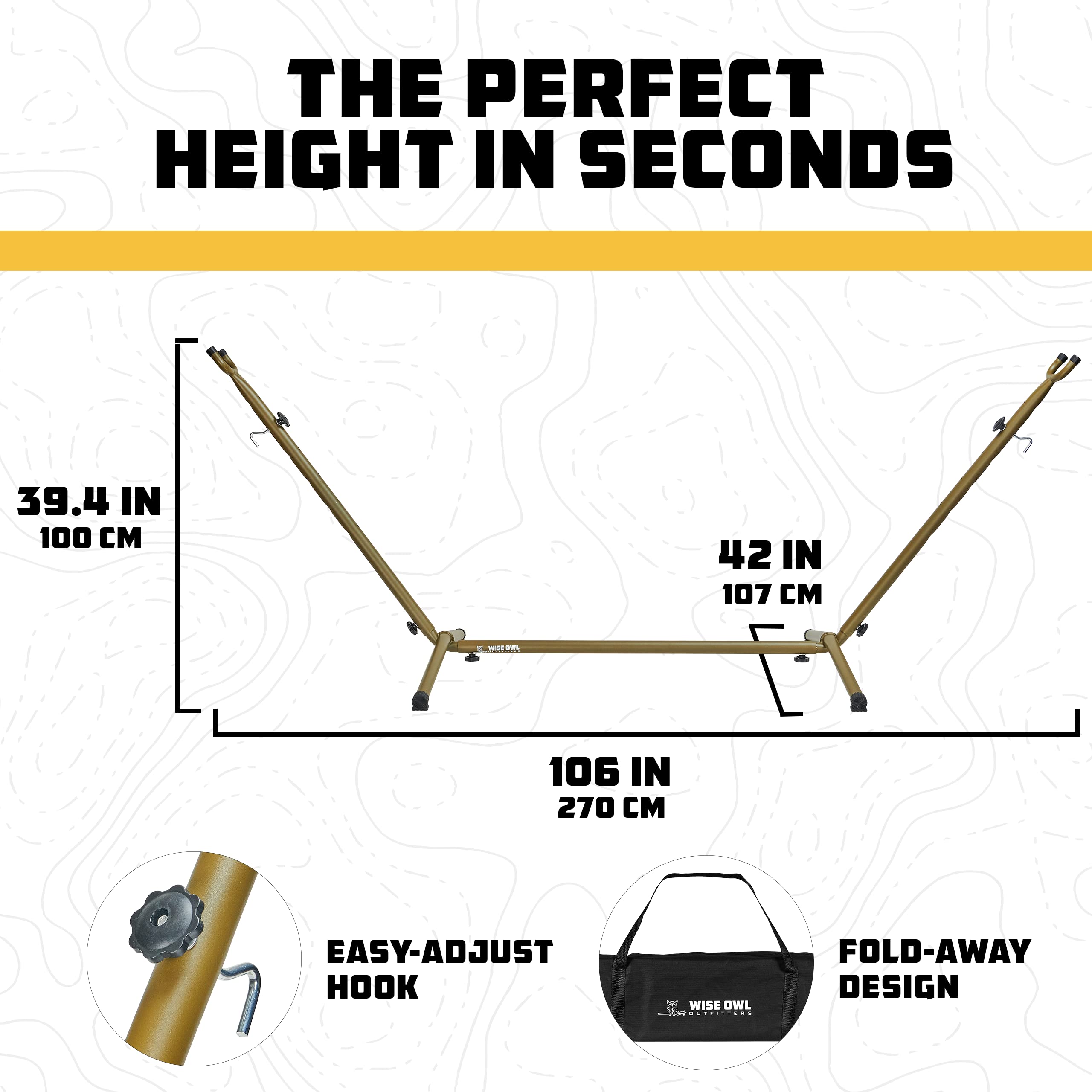 Adjustable Portable Hammock Stand with 440 lb Capacity