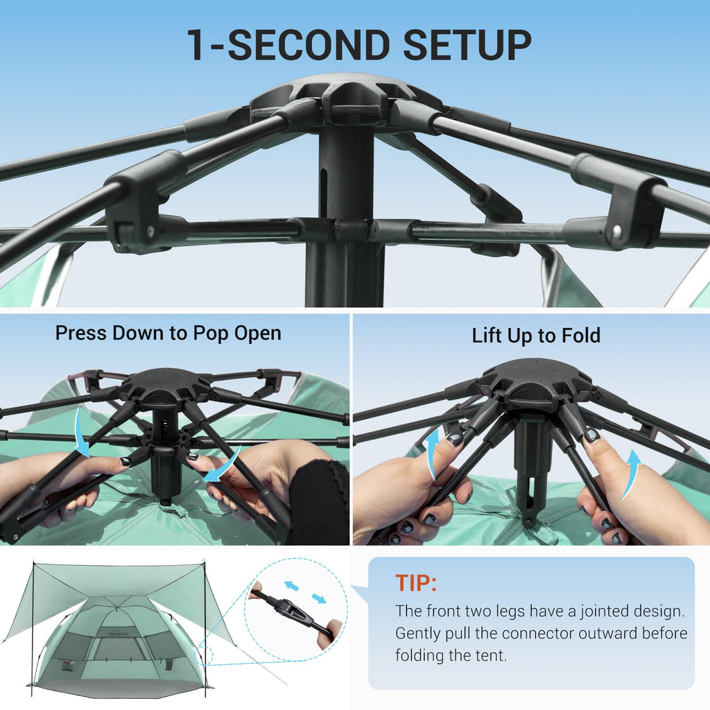 Pop Up Beach Tent Canopy with UPF 50 UV Protection