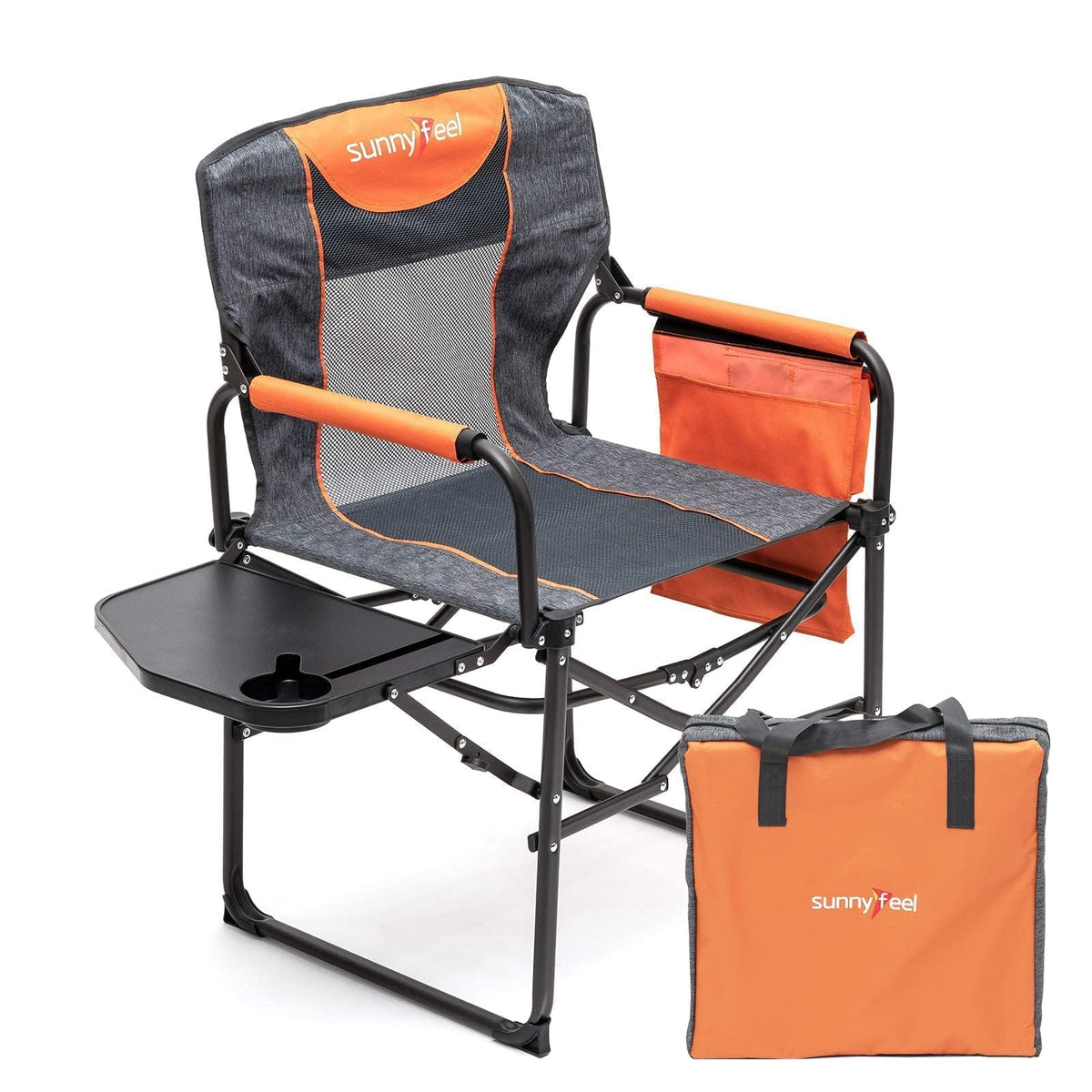 Oversized Portable Directors Camping Chair with Side Table