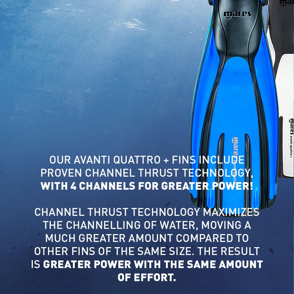 Open Heel Scuba Diving Fins with Four Channel Design