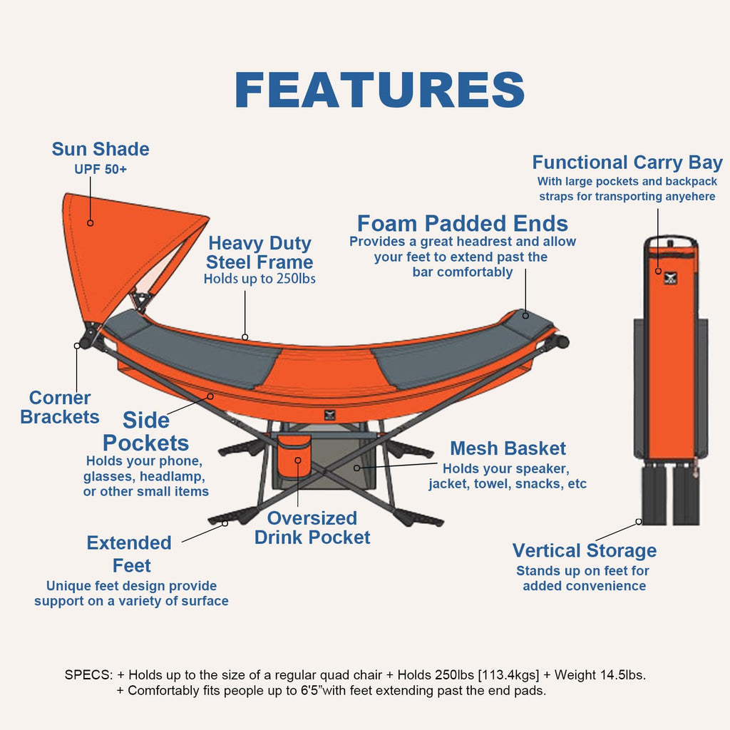 Portable Folding Hammock with Stand for Camping and Travel