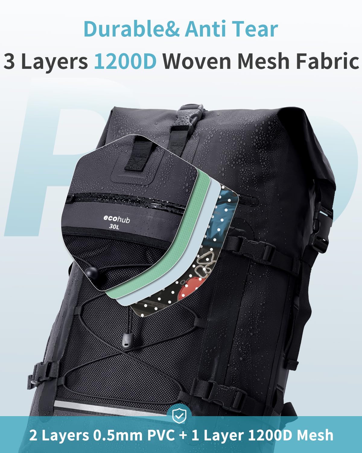 Heavy Duty Waterproof Roll Top Dry Bag Backpack