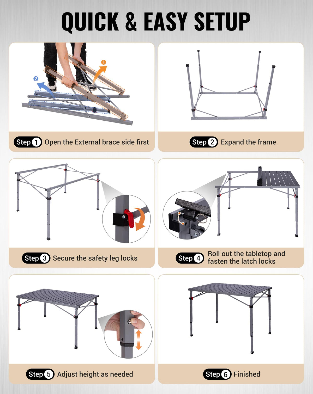 Lightweight Aluminum Folding Camping Table for Outdoor Use