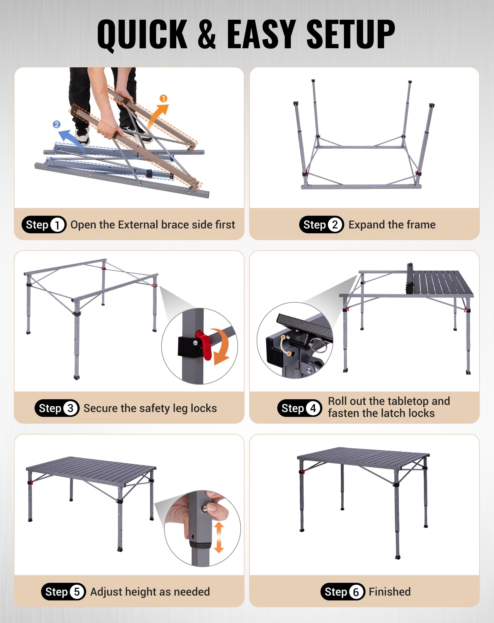 Lightweight Aluminum Folding Camping Table for Outdoor Use