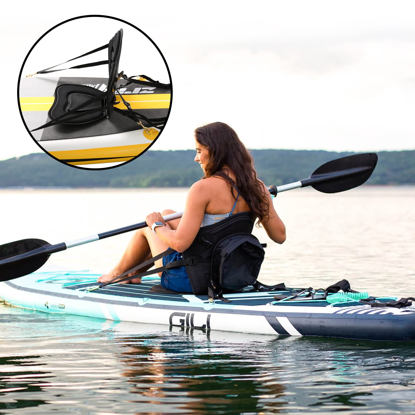 Padded Kayak Seat Cushion with Supportive Backrest