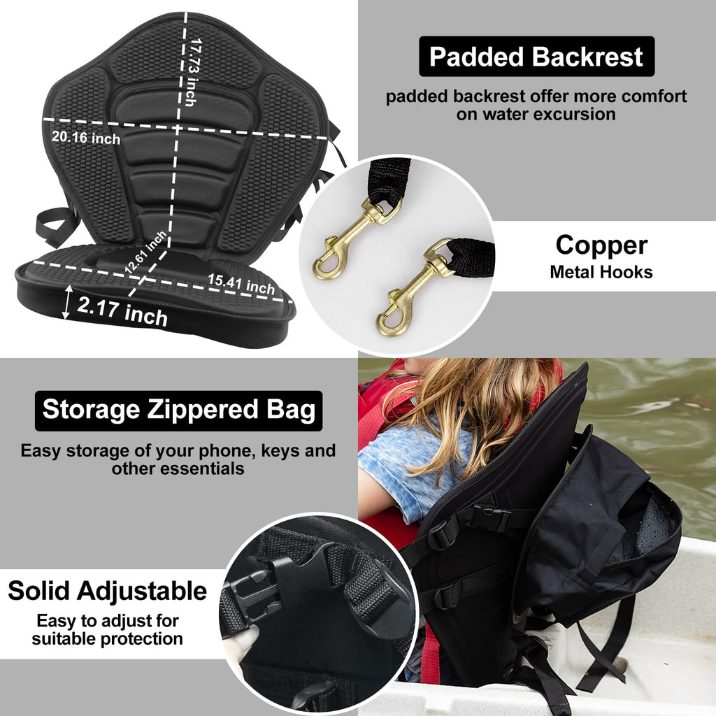 Padded Kayak Seat Cushion with Supportive Backrest