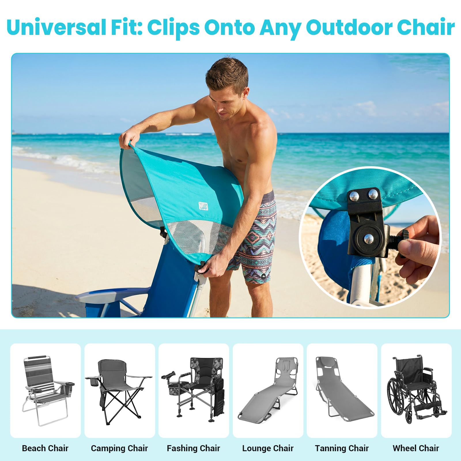 Adjustable 4 Position Reclining Beach Chair for Adults