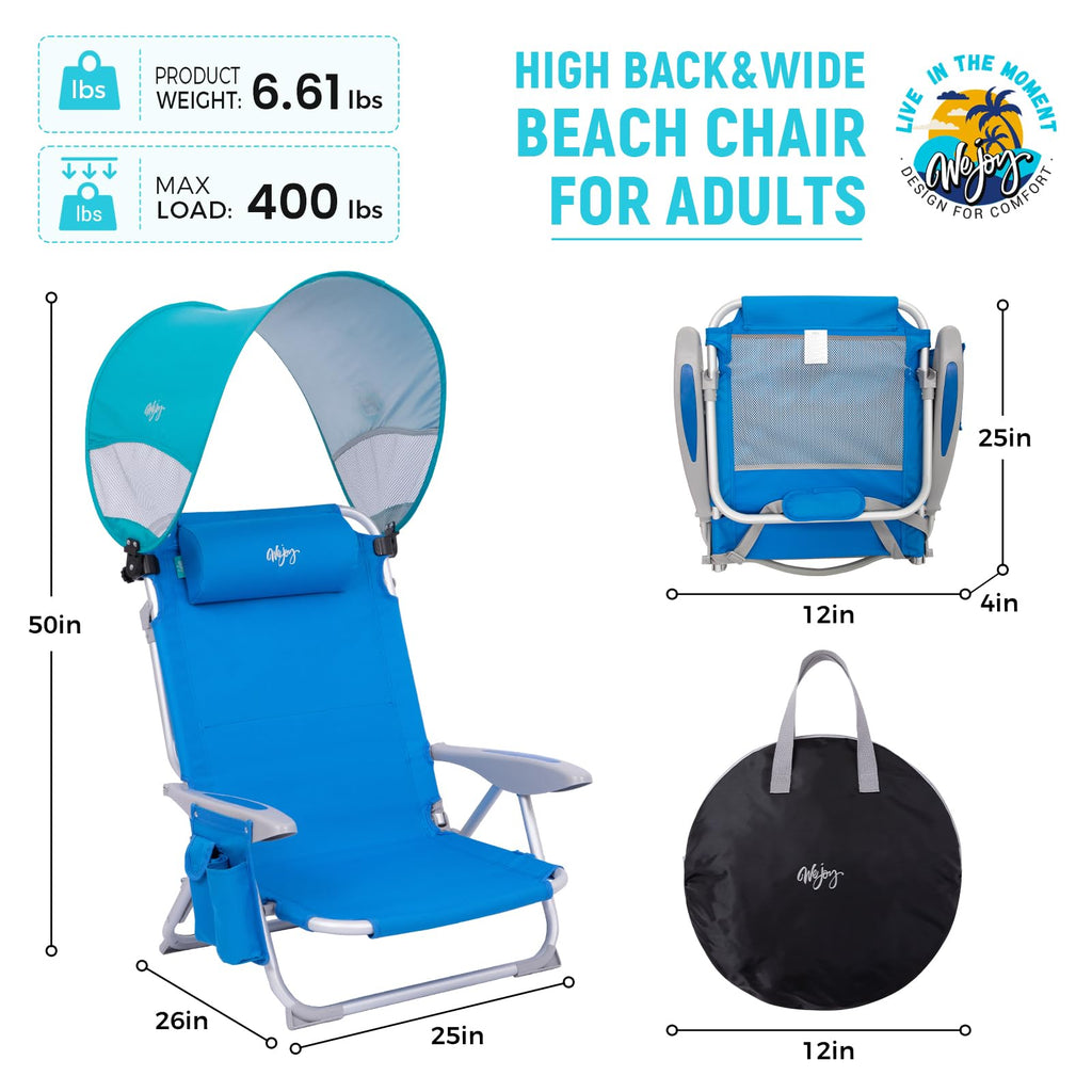 Adjustable 4 Position Reclining Beach Chair for Adults