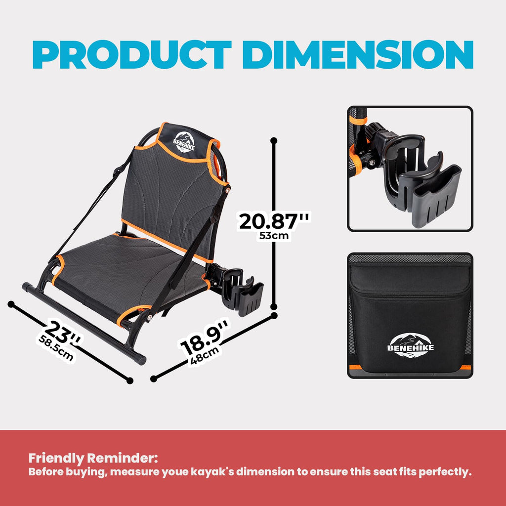Adjustable Aluminum Kayak Seat with Backrest and Waterproof Bag