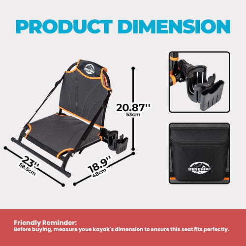 Adjustable Aluminum Kayak Seat with Backrest and Waterproof Bag