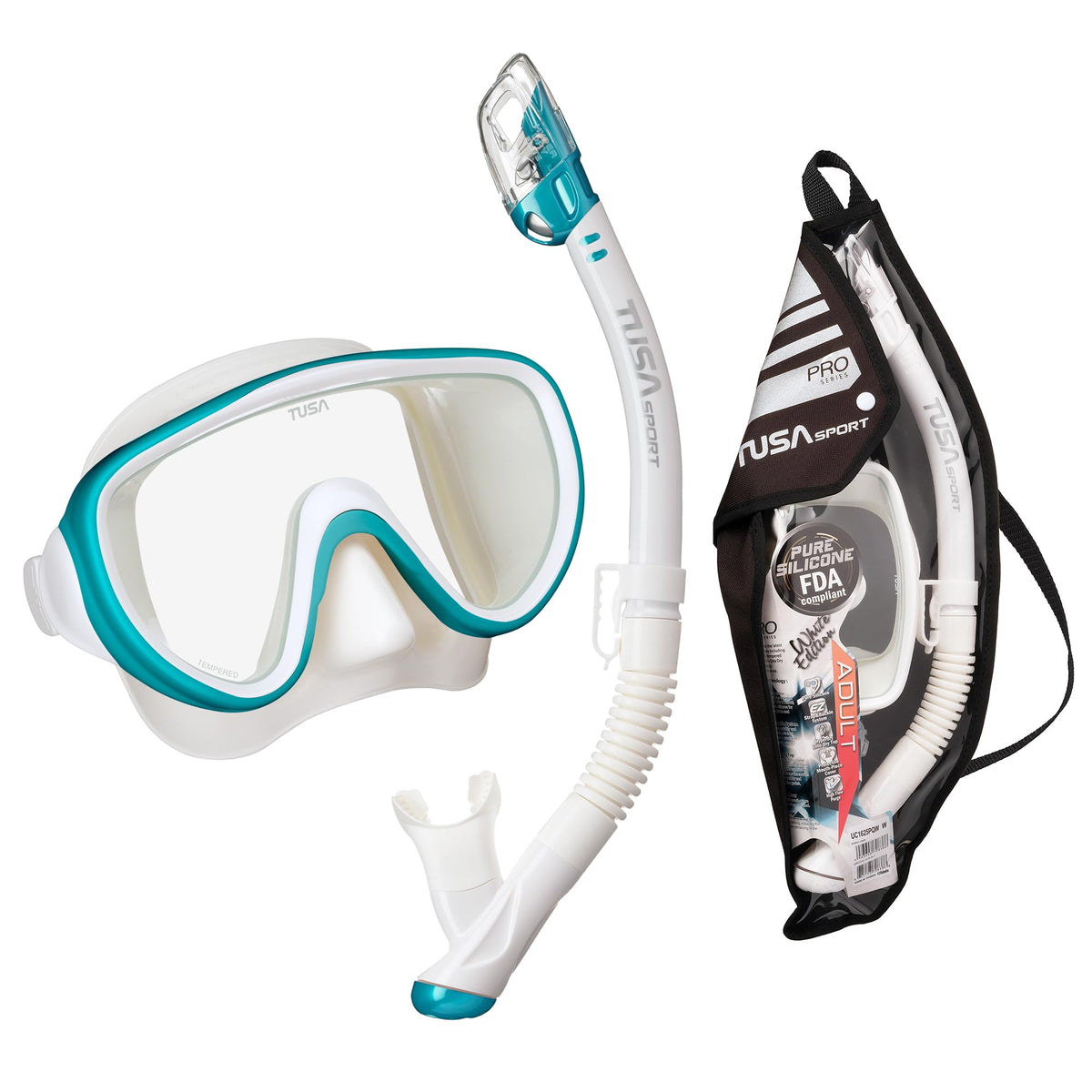 Adult Serene Mask Dry Snorkel Combo with Reusable Travel Bag