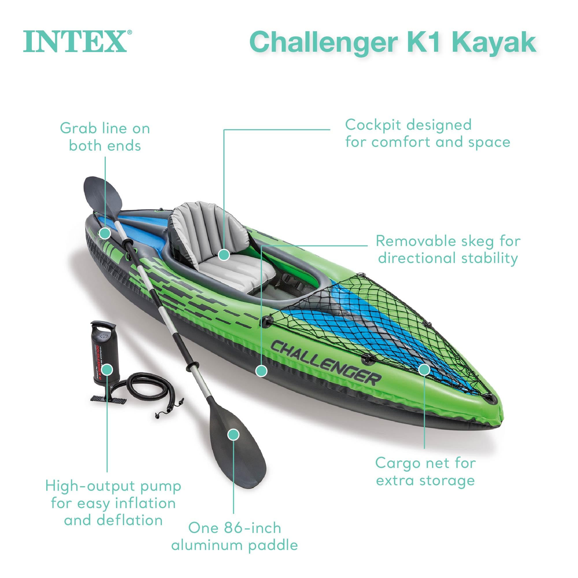 Single Person Inflatable Kayak with Seat Paddle and Pump