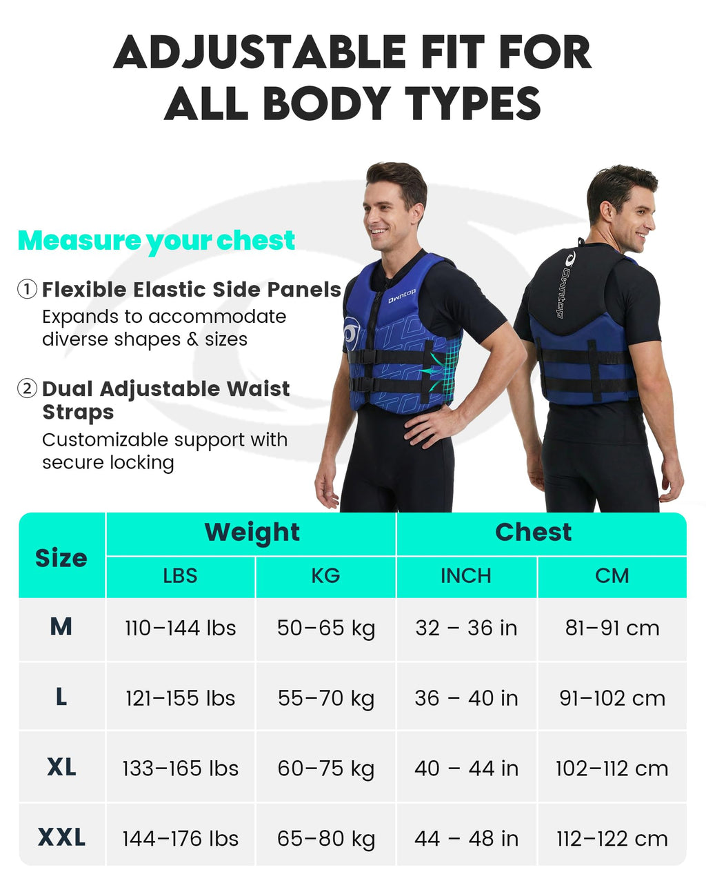 Adult Neoprene Swim Vest for Kayaking Boating and Fishing
