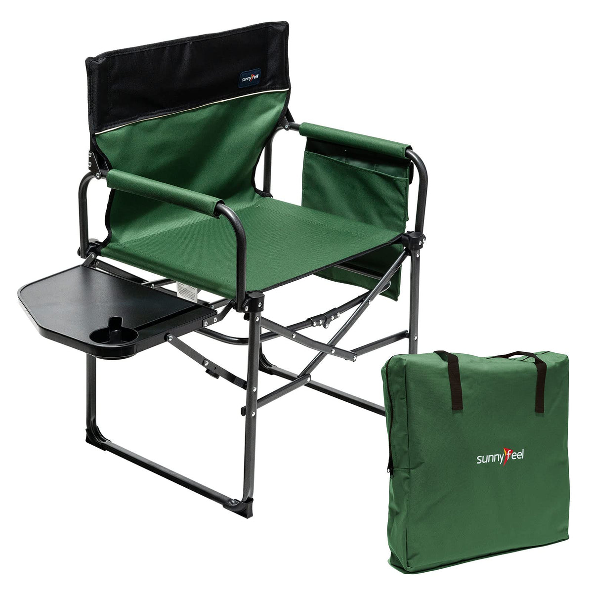 Oversized Portable Directors Camping Chair with Side Table
