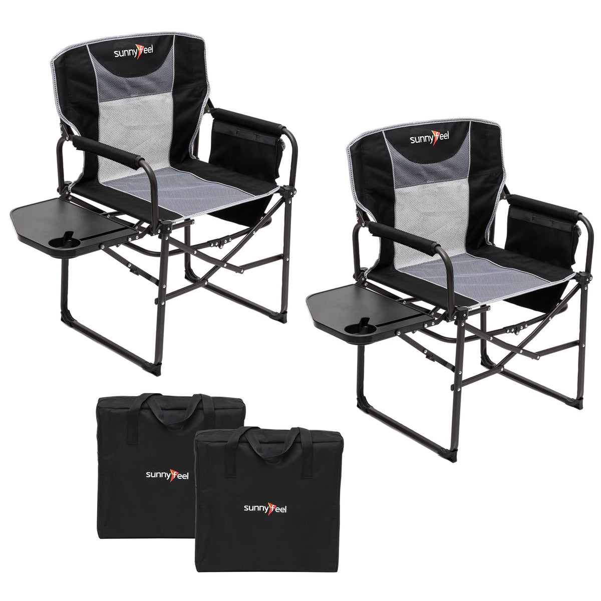 Oversized Portable Directors Camping Chair with Side Table