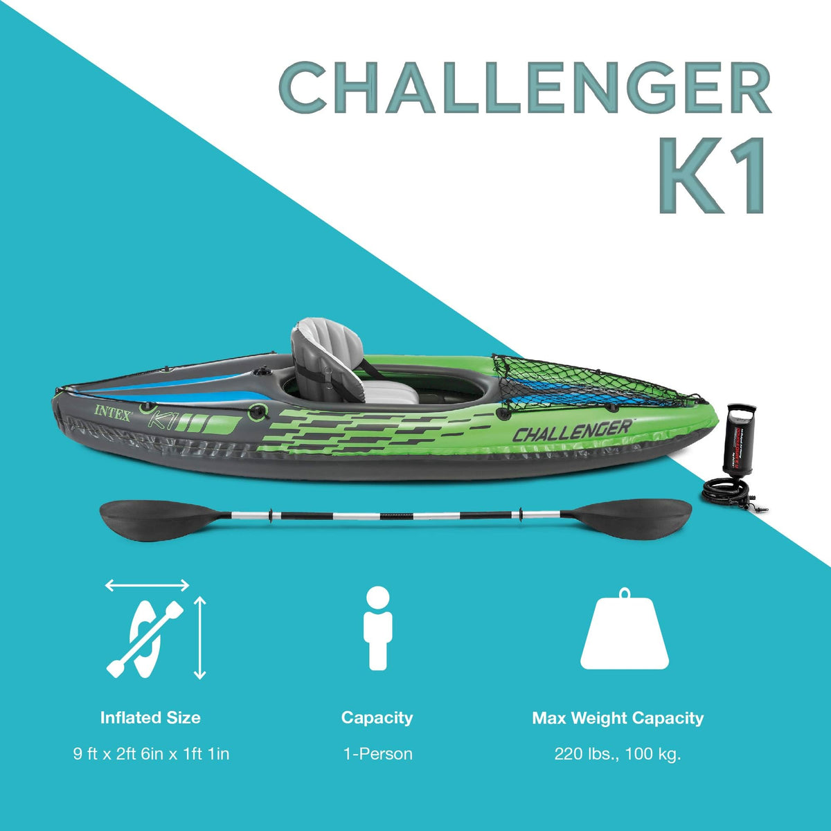 Single Person Inflatable Kayak with Seat Paddle and Pump