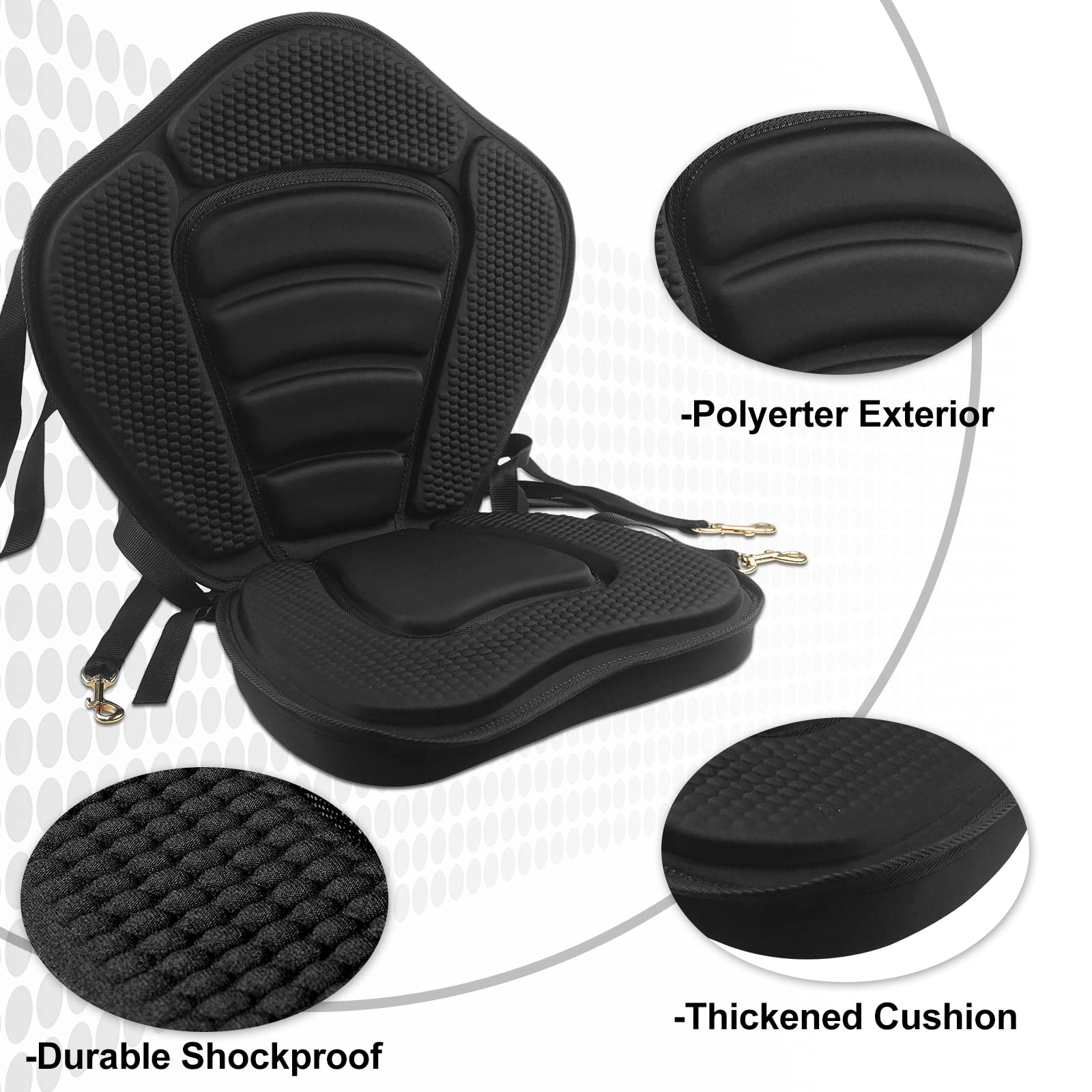 Padded Kayak Seat Cushion with Supportive Backrest