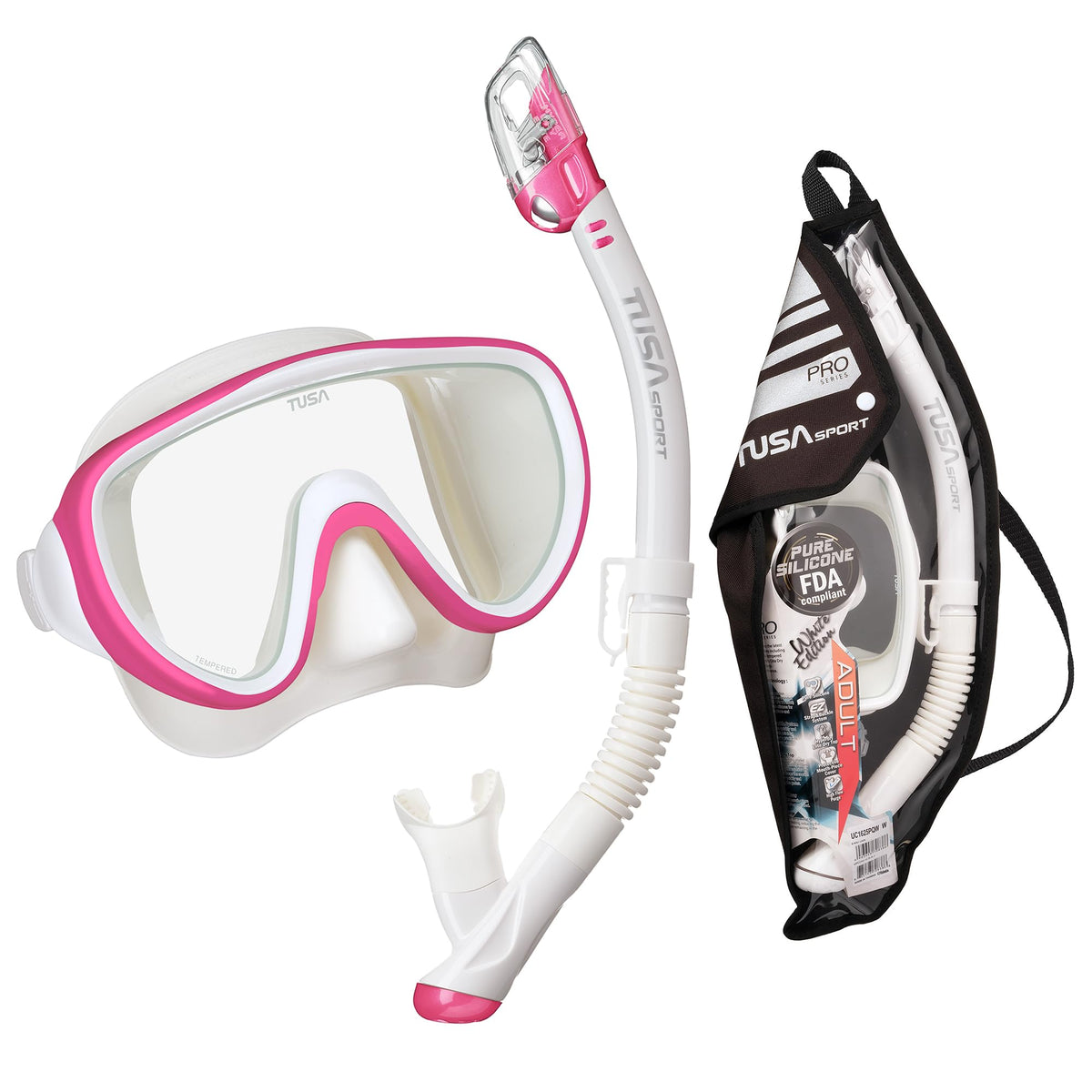 Adult Serene Mask Dry Snorkel Combo with Reusable Travel Bag