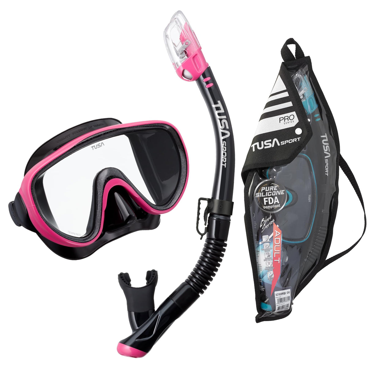 Adult Serene Mask Dry Snorkel Combo with Reusable Travel Bag