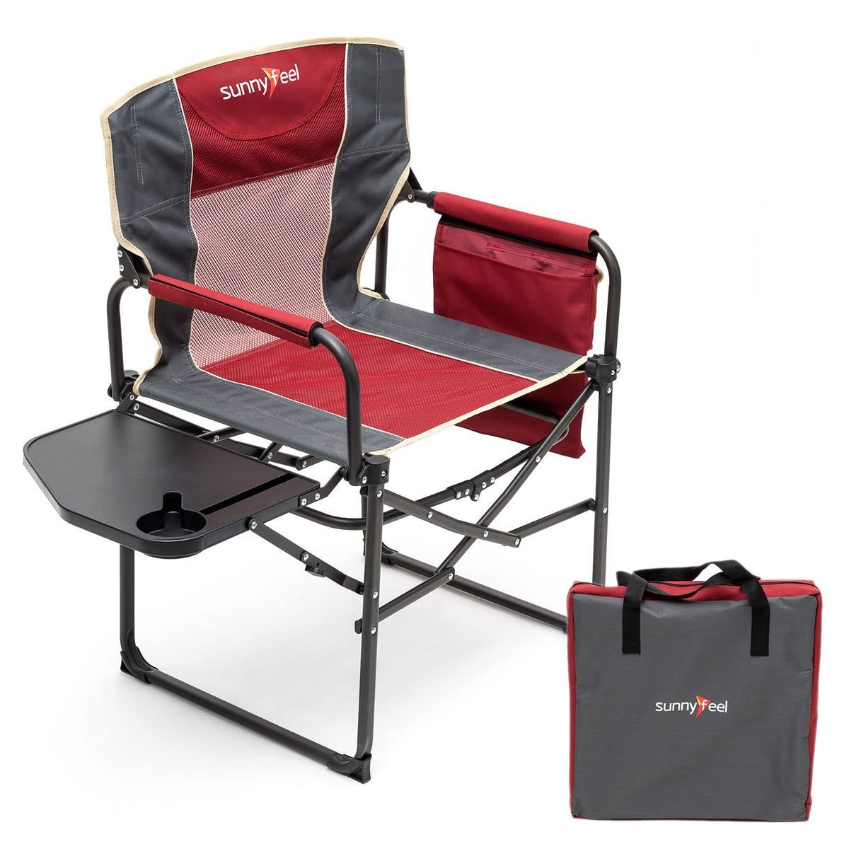 Oversized Portable Directors Camping Chair with Side Table