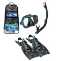 Adult Powerview Mask Dry Snorkel and Fins Travel Set