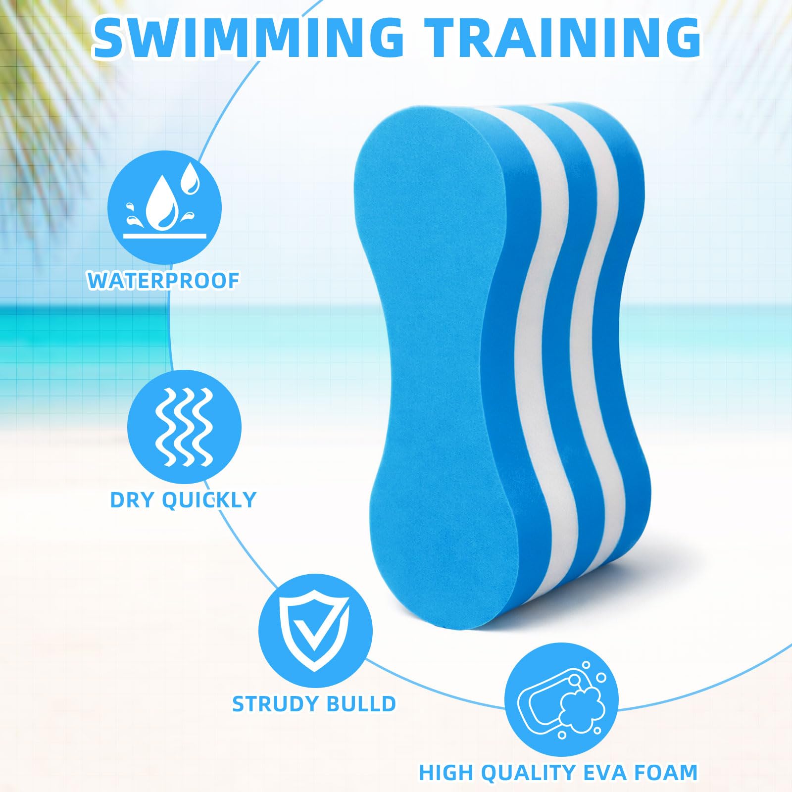 Swim Training Kit with Kickboard Paddles and Pull Buoy