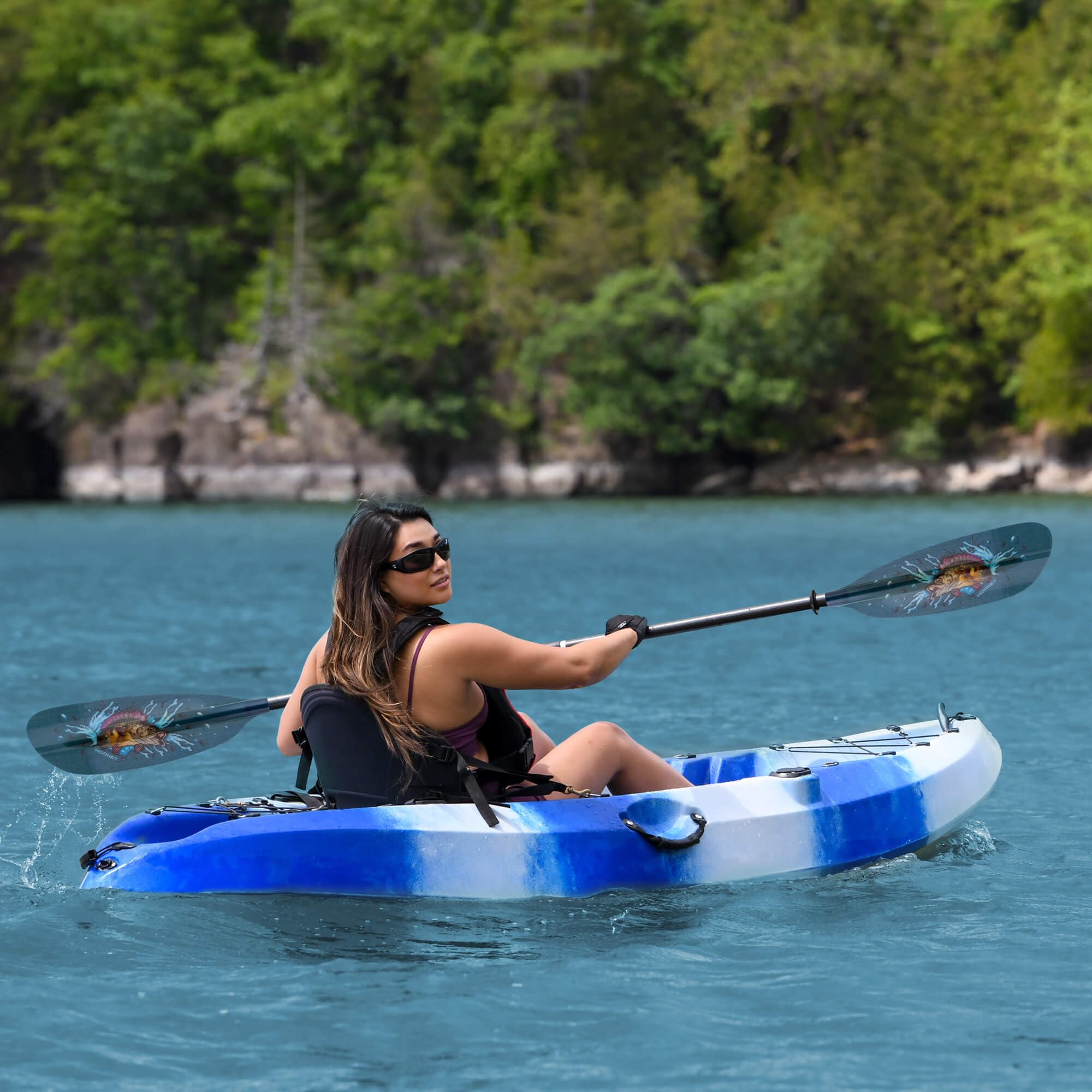 Adjustable Fiberglass Kayak Paddle with Carbon Fiber Shaft