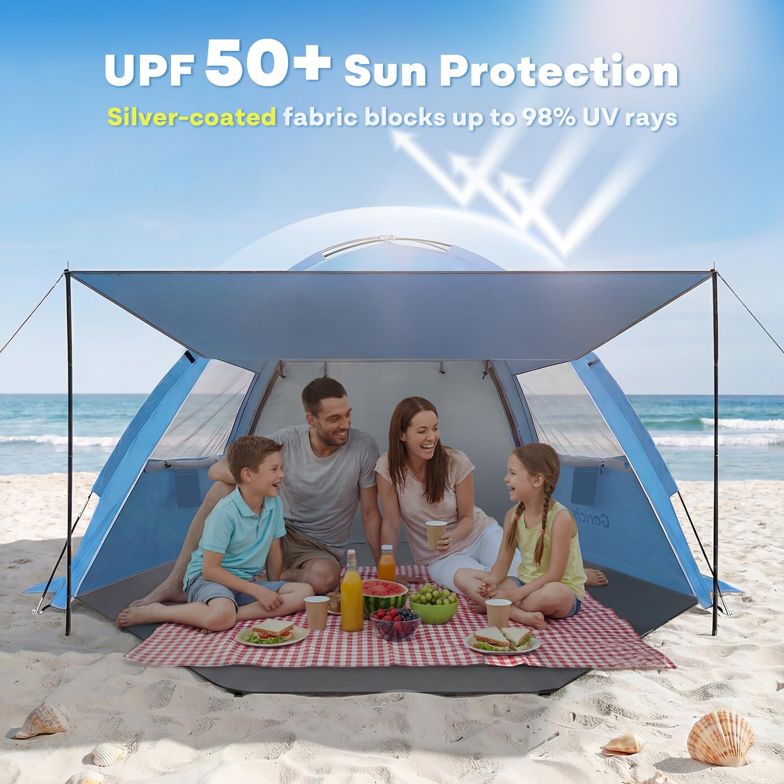 UPF50 Beach Tent Sun Shelter for Family Travel