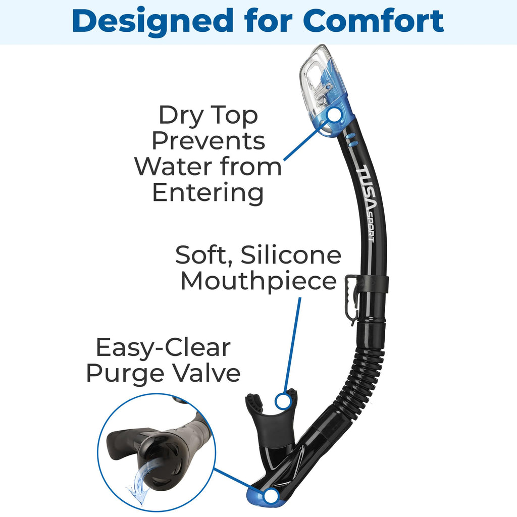 Adult Serene Mask Dry Snorkel Combo with Reusable Travel Bag