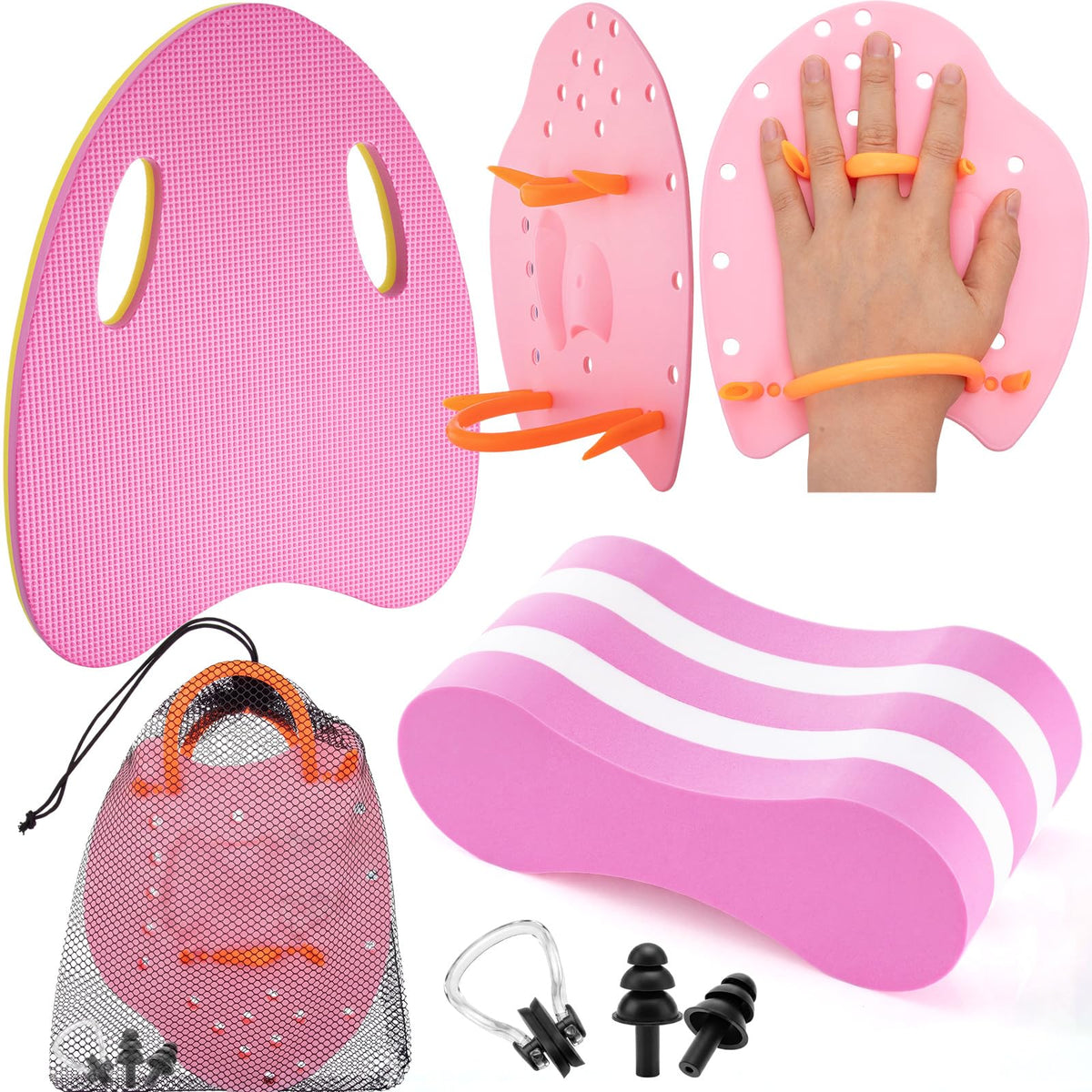 Swim Training Kit with Kickboard Paddles and Pull Buoy