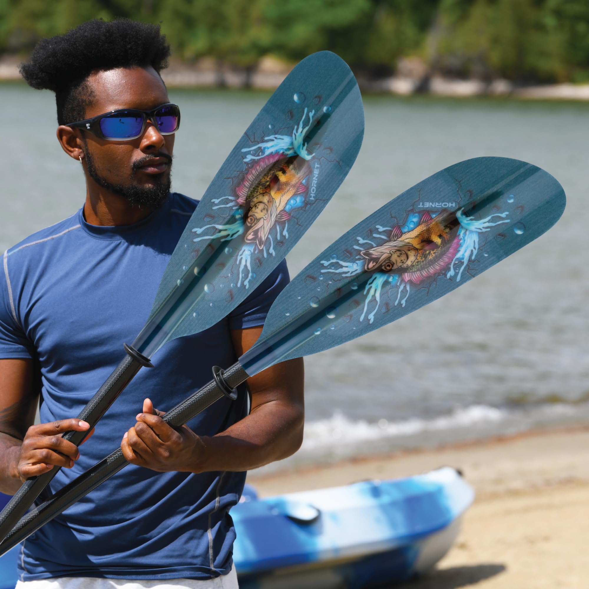 Adjustable Fiberglass Kayak Paddle with Carbon Fiber Shaft