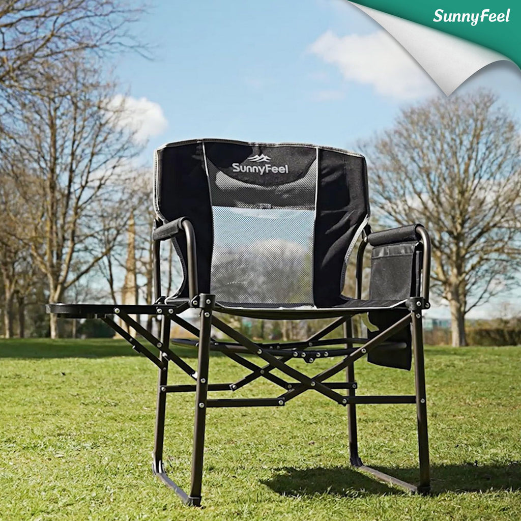 Oversized Portable Directors Camping Chair with Side Table